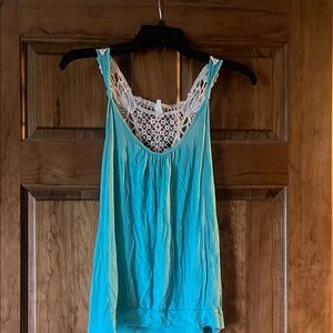 Women's Turquoise Lace-Trimmed Top
